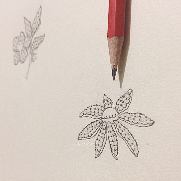 Jewellery design study in pencil and pen on paper, drawing 02.