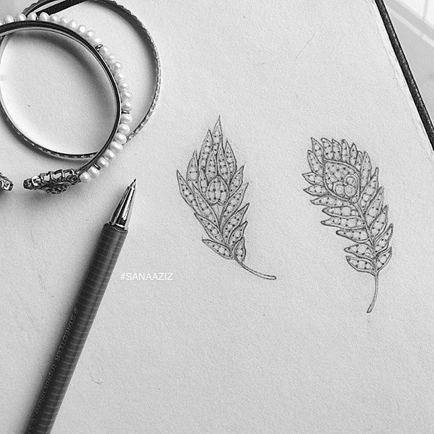 Jewellery design study in pencil and pen on paper, drawing 29.