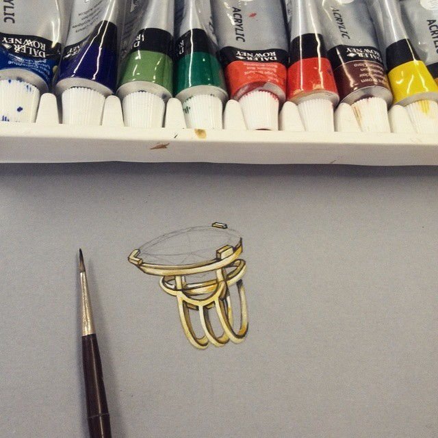 Jewellery design study in pencil and pen on paper, drawing 32.