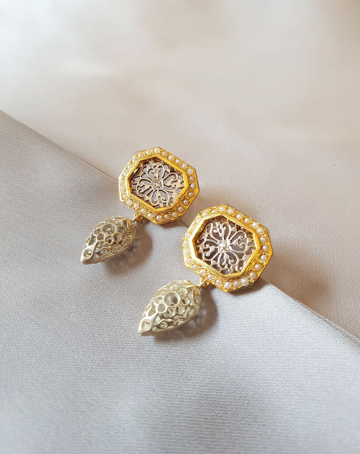 Jaali Filigree Earrings with Pearls, from the Filigree collection.